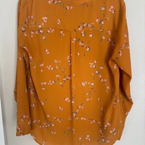 Floral Blouse in Mustard and Pink